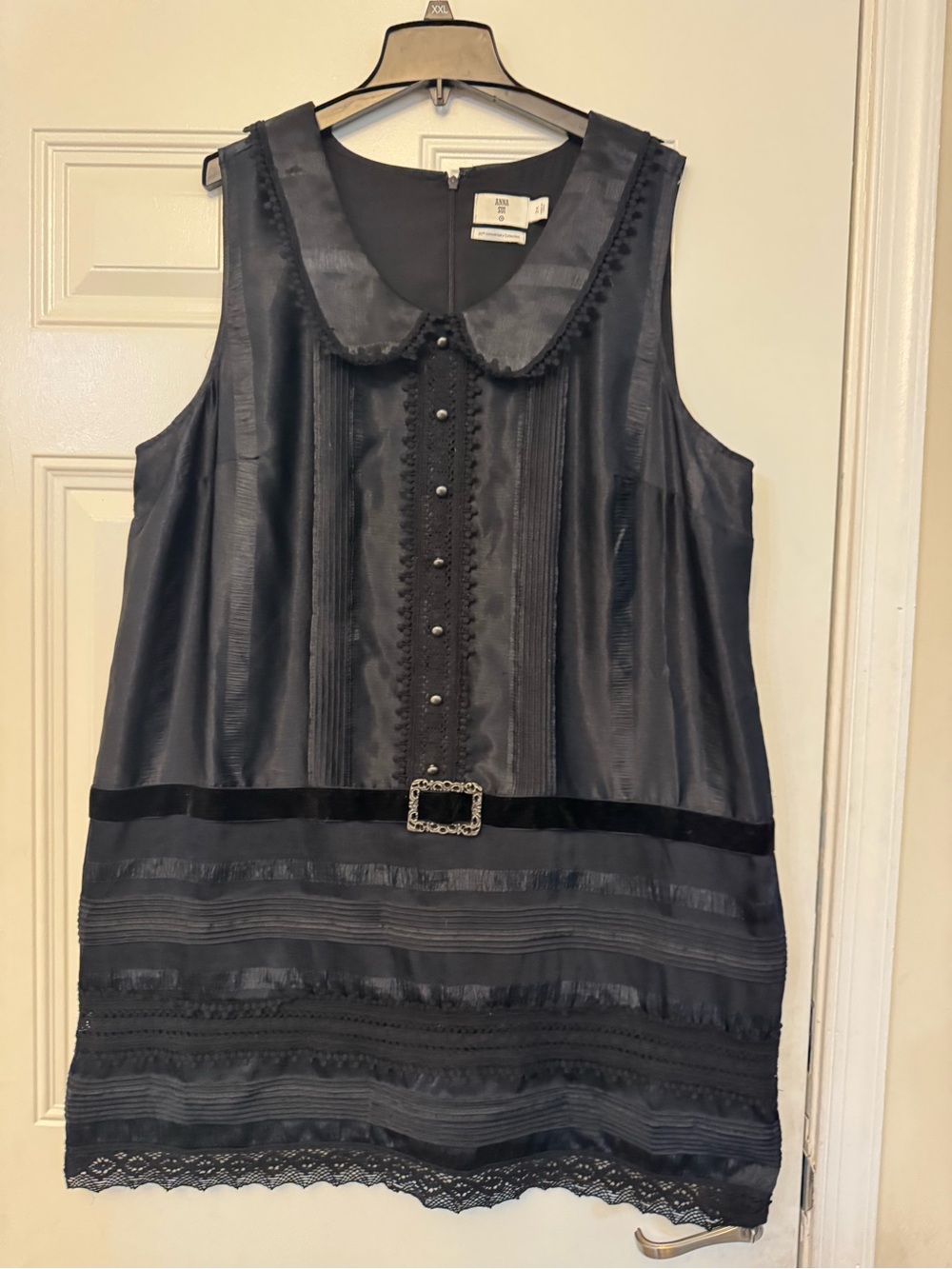 NWOT | Anna Sui Black Sleeveless Peter Pan Collar Mini Dress